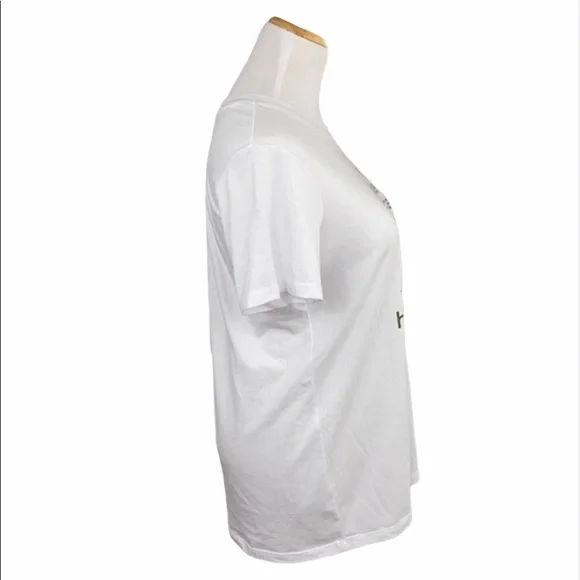 Fabletics White Love Peace Laughter Crew Neck Tee - Picture 4 of 12